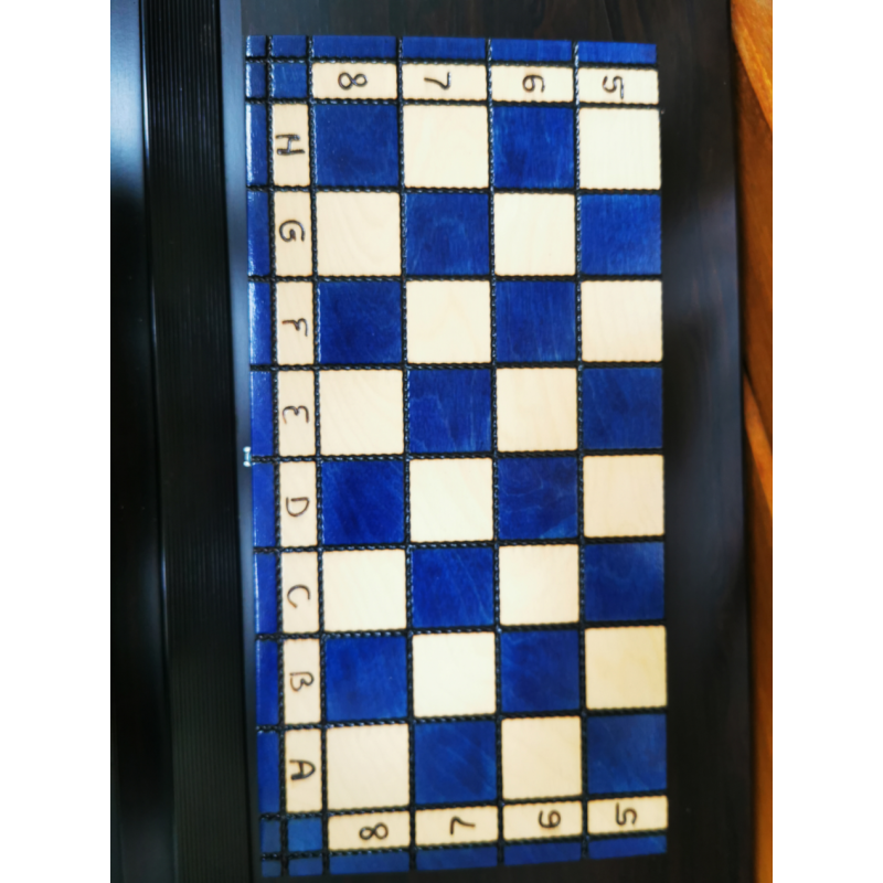 Jeu d”échecs “Pearl” blue Foncé fabrication en Charme 35CMX35CM