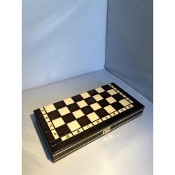 Jeu d”échecs en cerisier “L’OLYMPIC” 
bois teinté brun Foncé 35CMX35CM