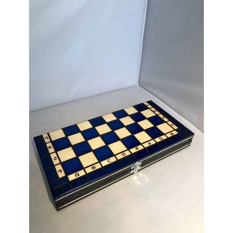 Jeu d”échecs “Pearl”  Bleu Foncé fabrication en Charme 35CMX35CM